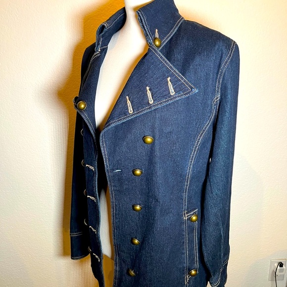 Denim jacket super chic tailored beautiful details size M - Picture 1 of 14